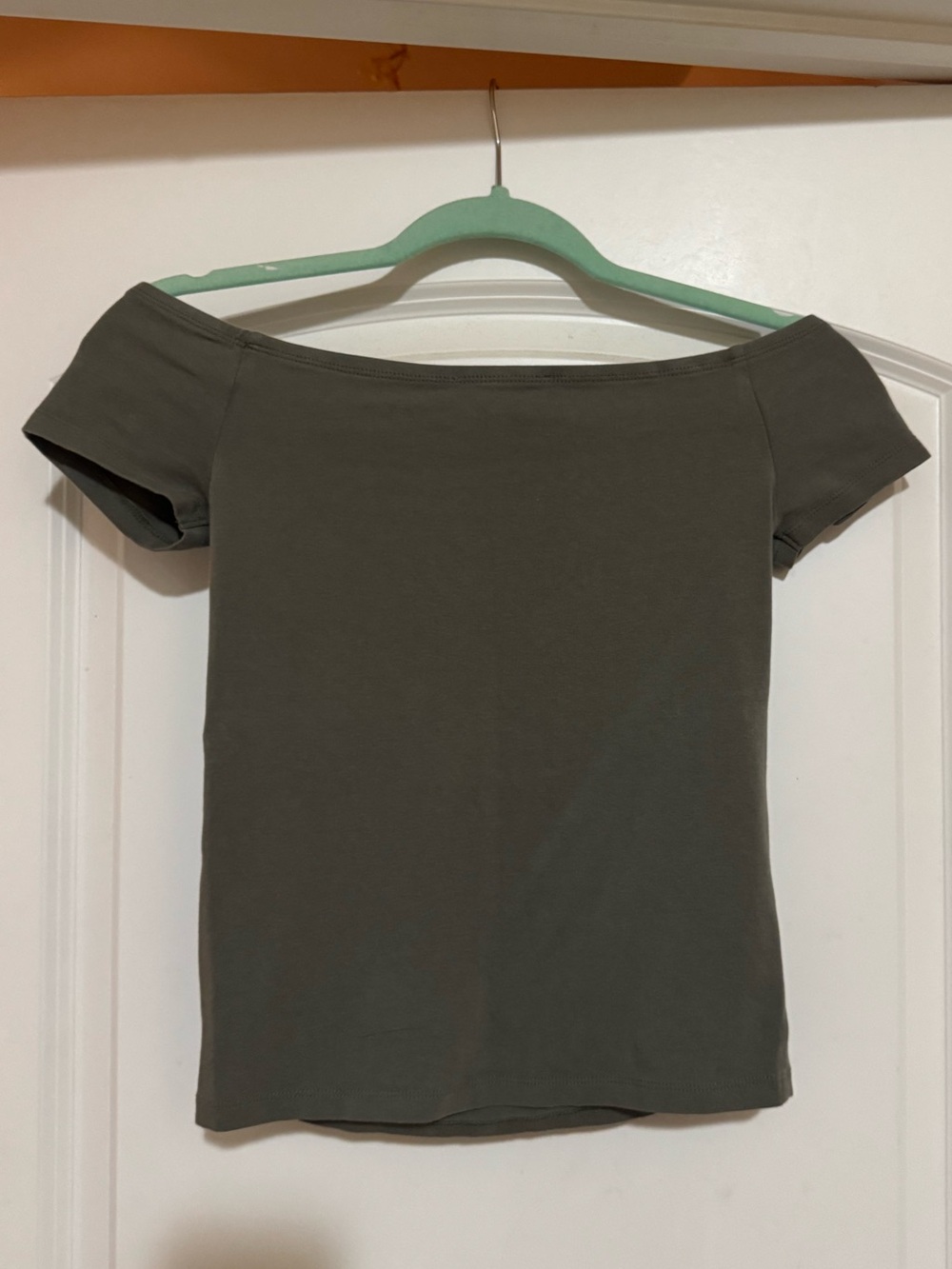 Express Olive Green Off-Shoulder Crop Top